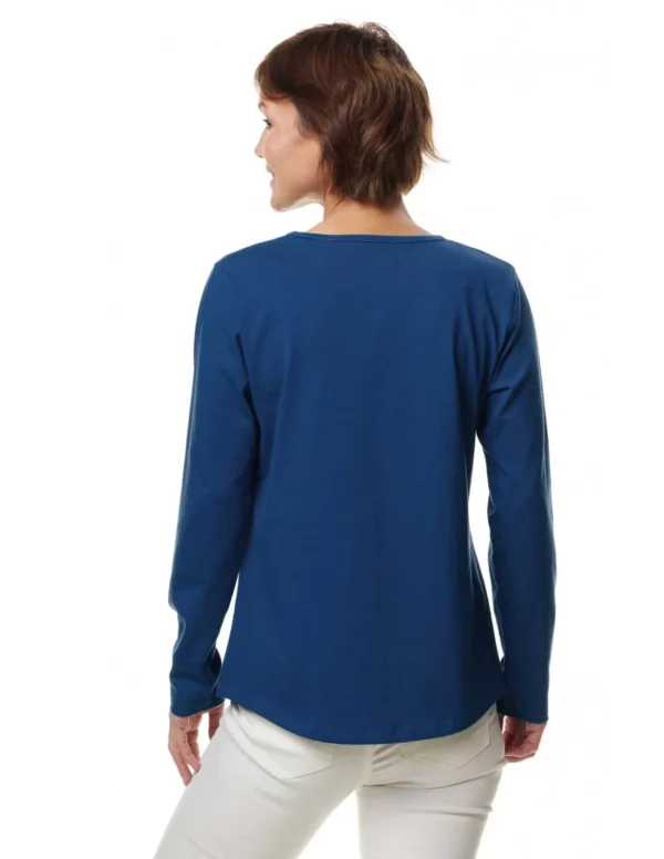 Langarmshirt Damen Rundhals blau online kaufen