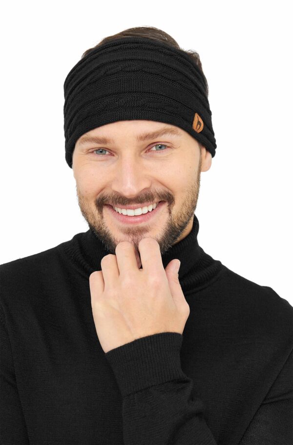 Alpaka Stirnband schwarz Herren und Damen