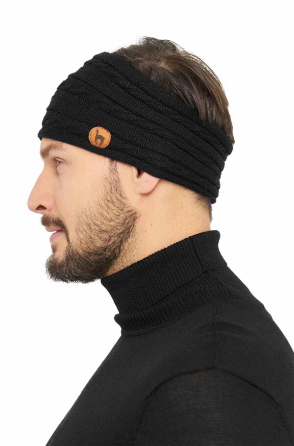 Alpaka Stirnband schwarz warm