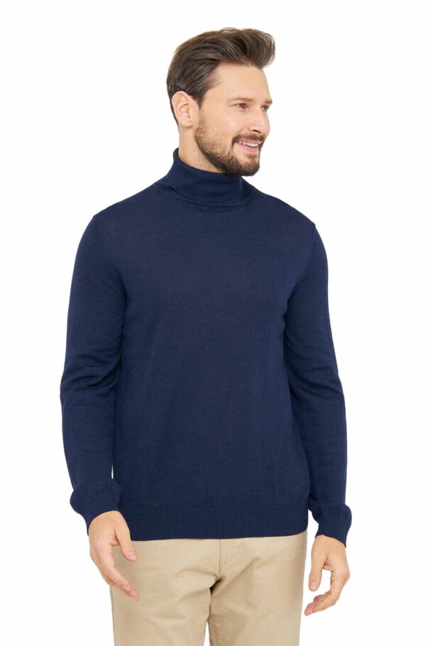 Seide Rollkragenpullover Herren dunkelblau
