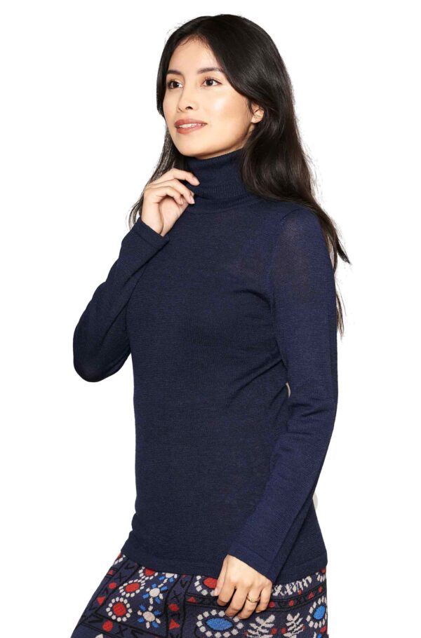 Seide Rollkragenpullover dunkelblau