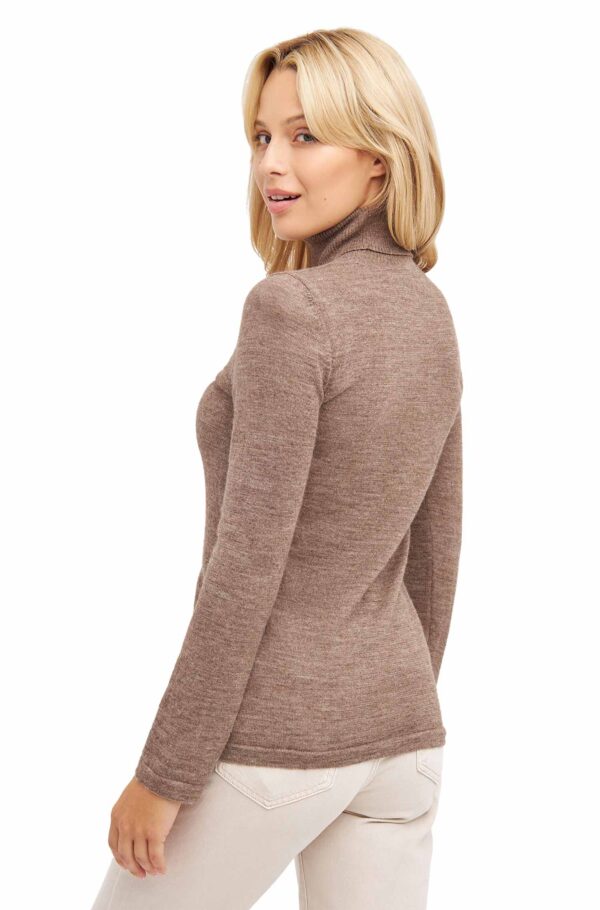 Seide Rollkragenpullover sand Damen Alpaka
