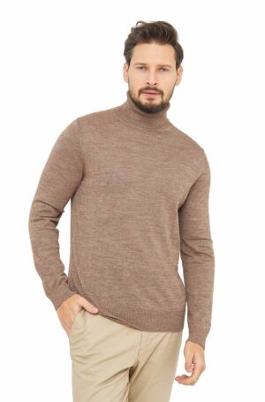 Seide Rollkragenpullover sand Herren