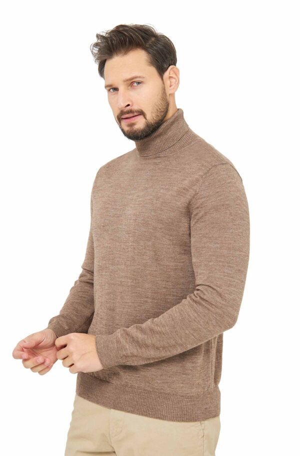 Seide Rollkragenpullover sand Herren Alpaka