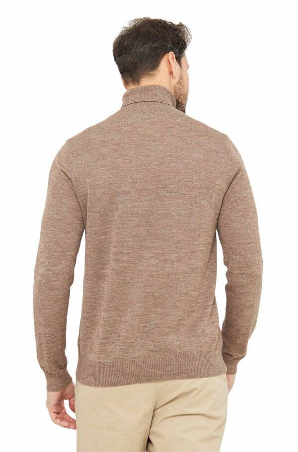 Seide Rollkragenpullover sand Herren Rückseite