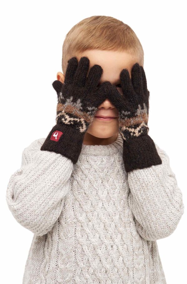 Alpaka Kinderhandschuhe schwarz vier bis zwölf Jahre