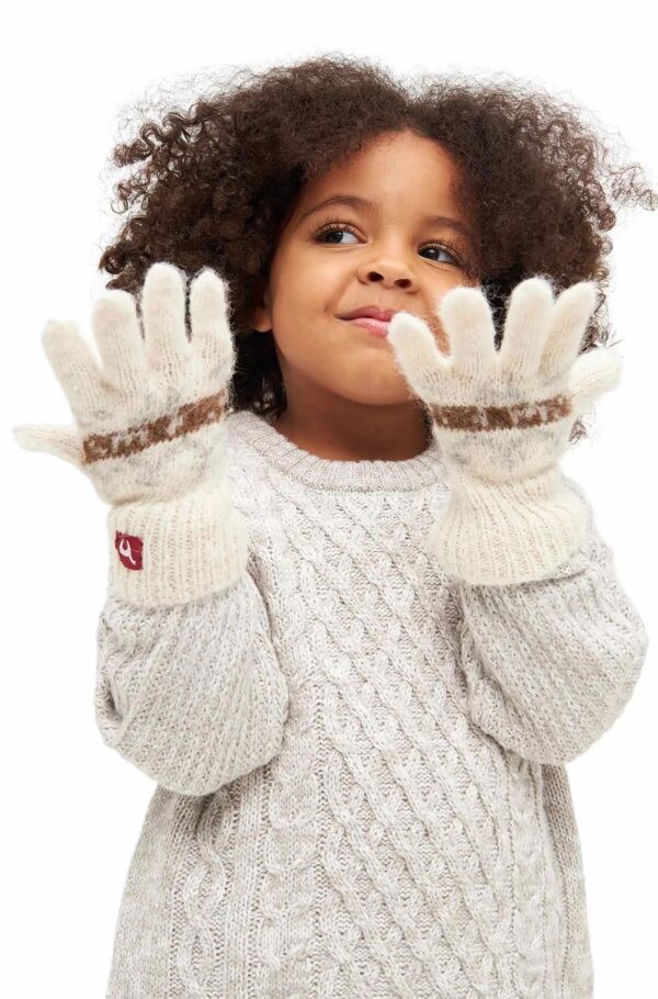 Alpaka Kinderhandschuhe weiß vier bis zwölf Jahre