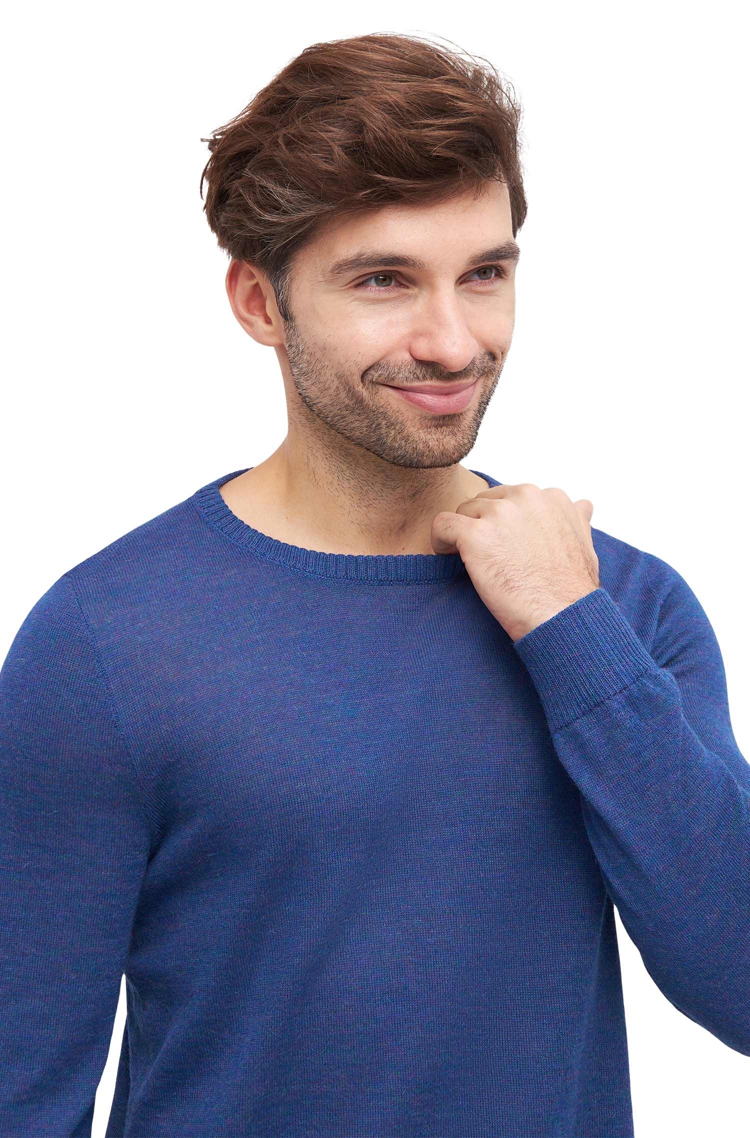 Alpaka Pullover Herren blau rundhals
