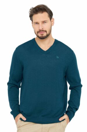 Alpaka Pullover V-Ausschnitt ocean