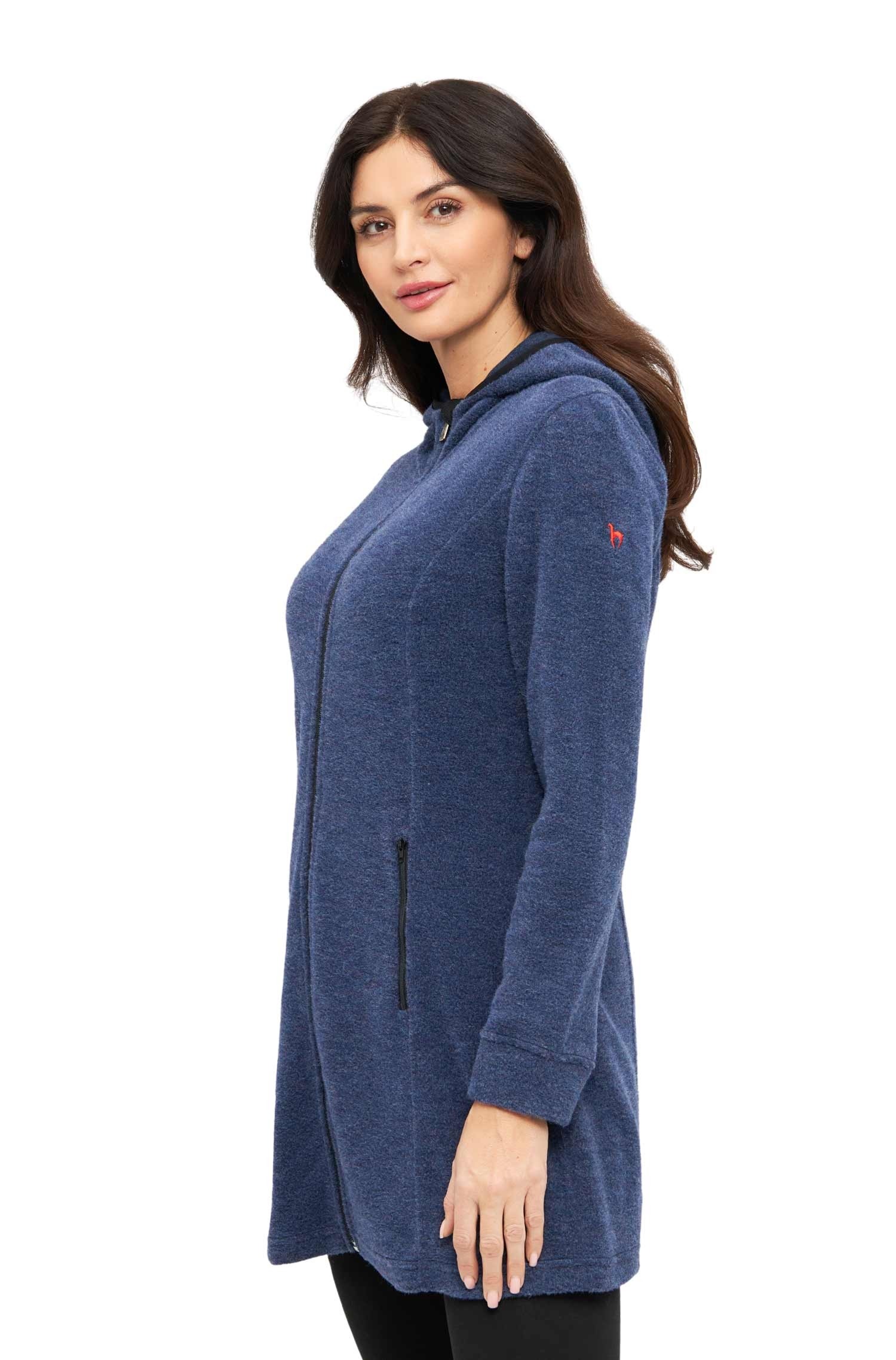 Alpaka Fleece Kapuzenmantel Damen
