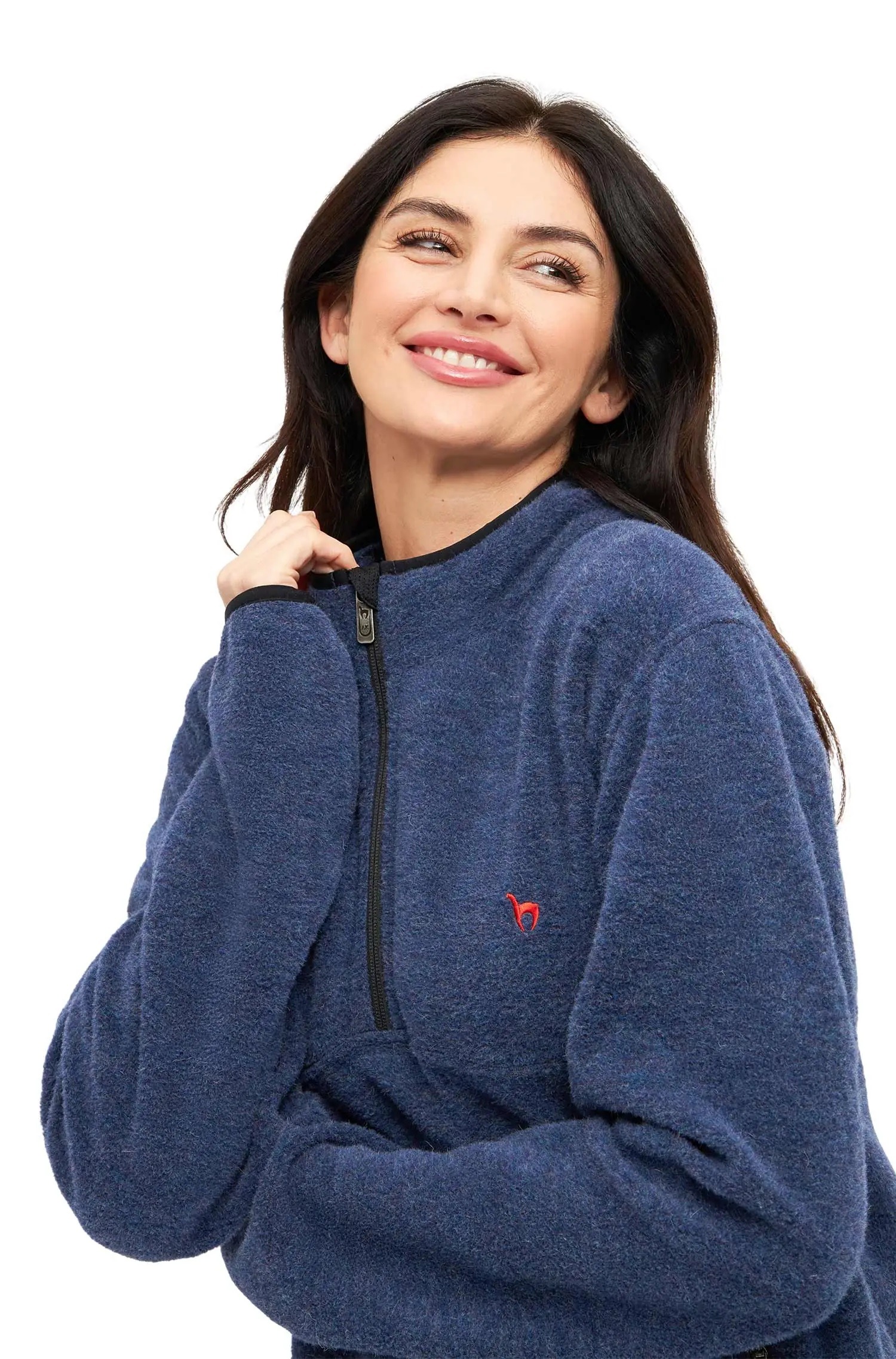 Alpaka Fleece Troyer blau