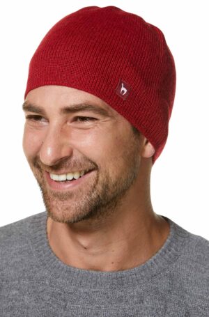 Alpaka Wendemütze rot grau