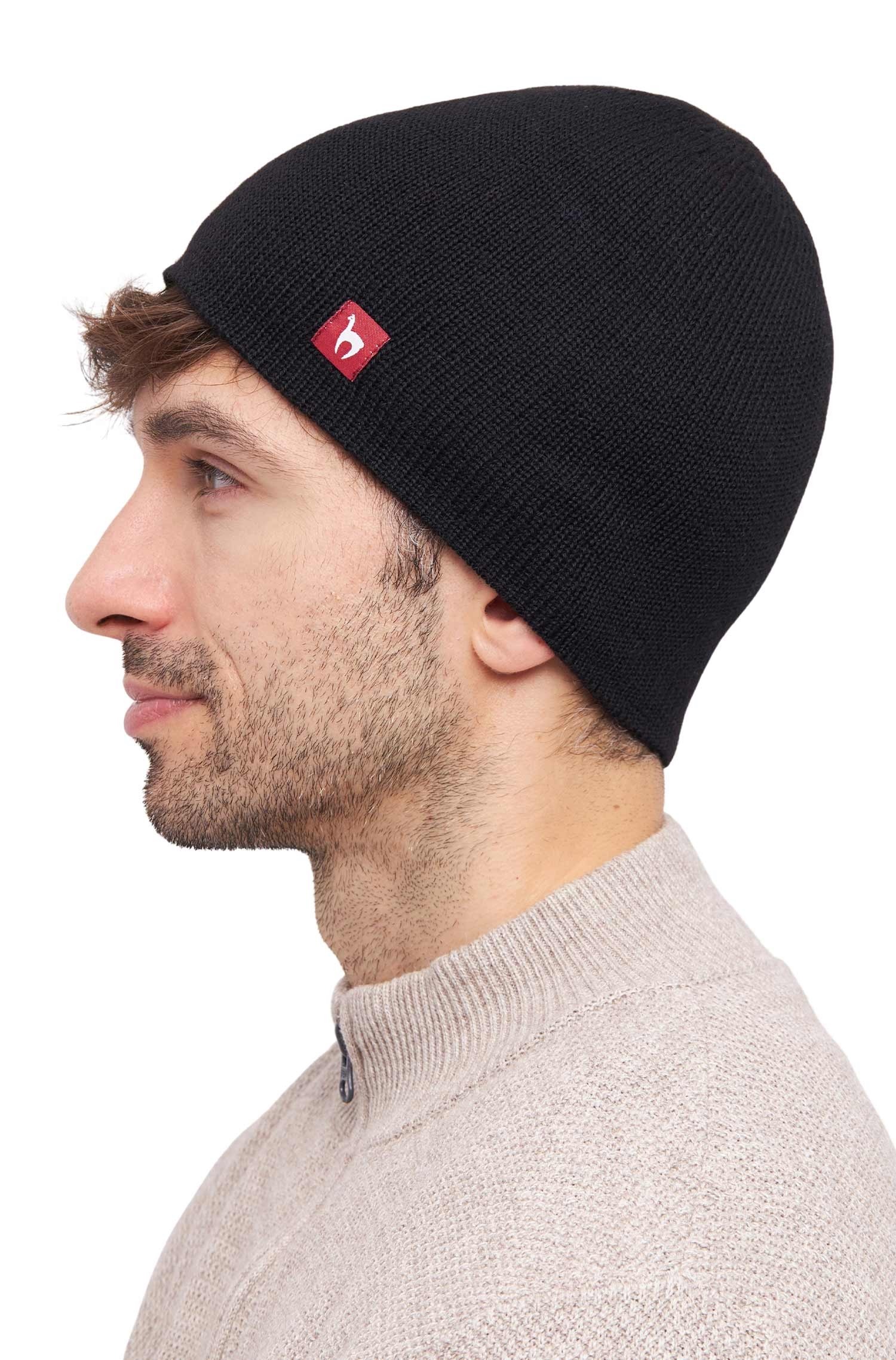 Alpaka Wendemütze schwarz grau