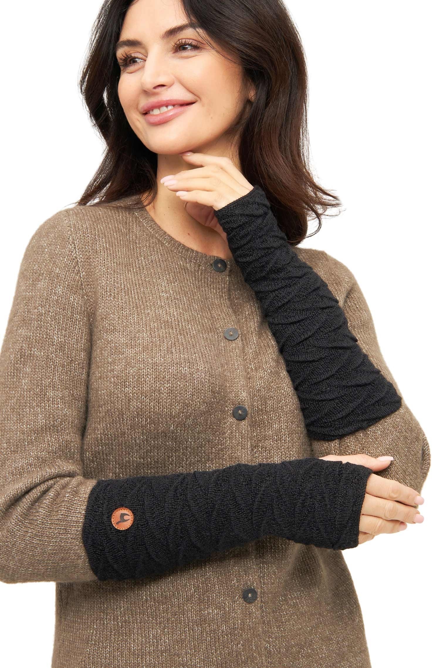 Pulswärmer schwarz Alpaka