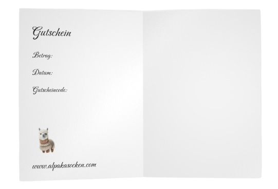 Weihnachtsgutschein Alpakasocken