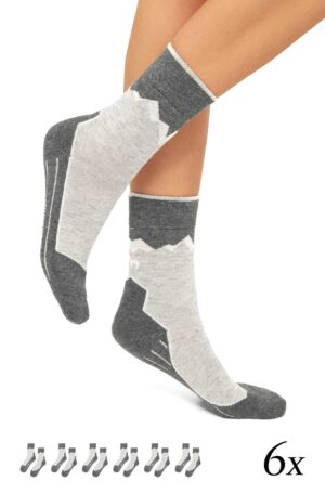6er Pack Alpaka Wandersocken silber grau