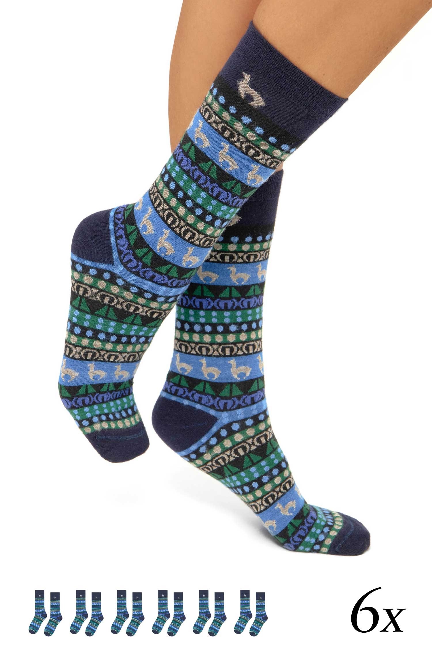 6er Pack Farbenfrohe Alpakasocken