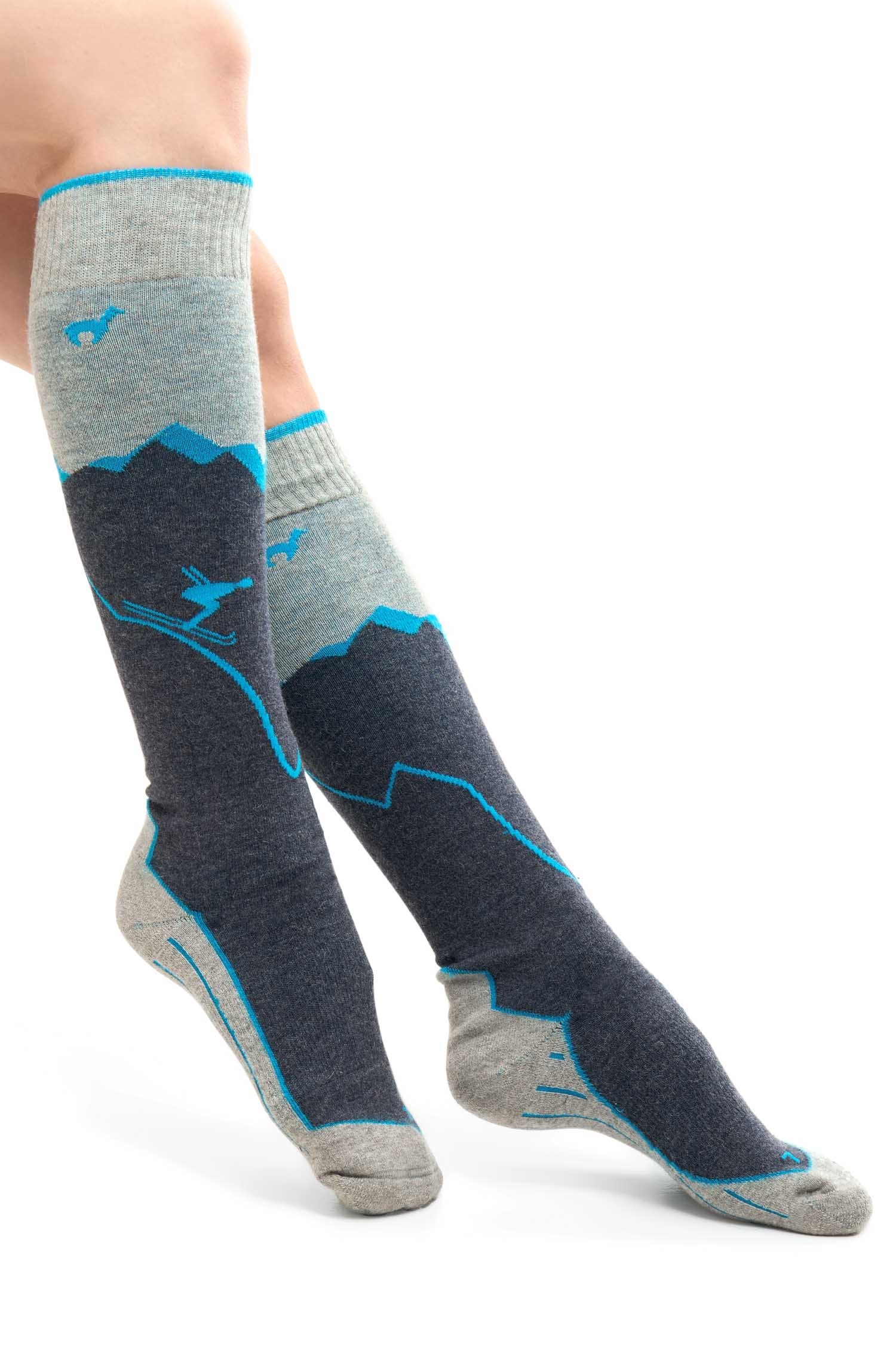 Alpaka Skisocken blau Damen und Herren